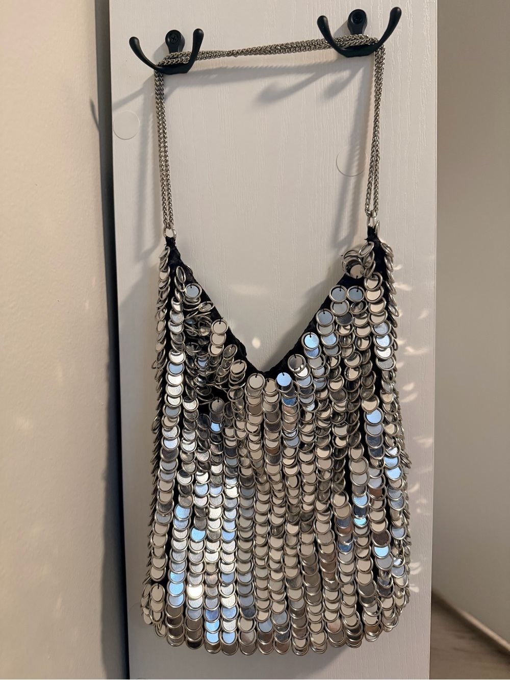 Zara Silver Sequin Chain Mini Bag